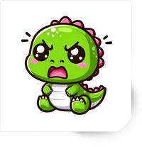 Thumbnail for Angry Baby Dinosaur Sticker | Cute Cartoon Green Dino Vinyl Decal | Kids Dinosaur Gift