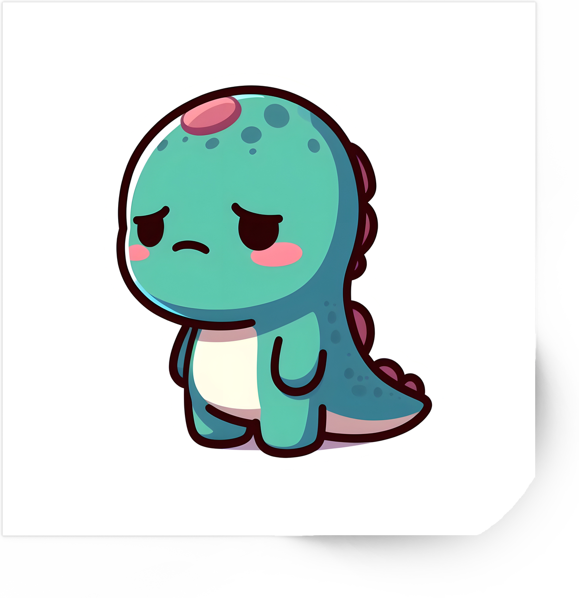 Grumpy Dino Sticker | Cute Kawaii Dinosaur Vinyl Decal | Funny Mood Gift