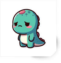 Thumbnail for Grumpy Dino Sticker | Cute Kawaii Dinosaur Vinyl Decal | Funny Mood Gift