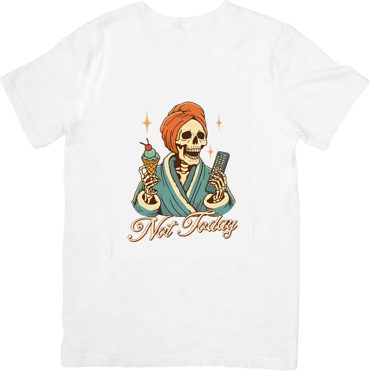 Not Today Skeleton Lazy Day Funny Retro Couch Vibes Graphic Tee