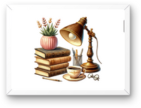 Thumbnail for Cozy Reading Nook Wall Art | Vintage Books & Lamp Print | Library Study Gift