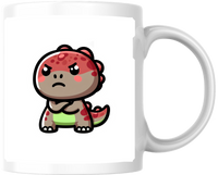 Thumbnail for Grumpy Red Dino Mug | Cute Kawaii Dinosaur Coffee Mug | Funny Mood Gift