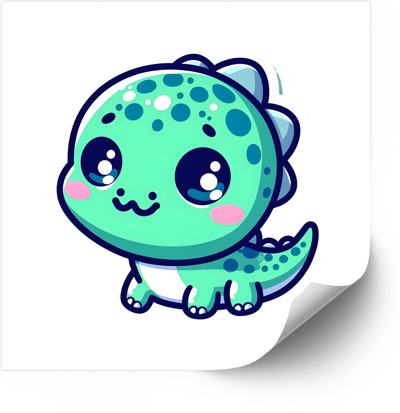 Cute Green Baby Dinosaur Kawaii Dino Vinyl Decal Sticker
