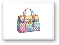Thumbnail for Rainbow Quilted Handbag Wall Art | Pastel Glam Purse Print | Fashion Lover Gift