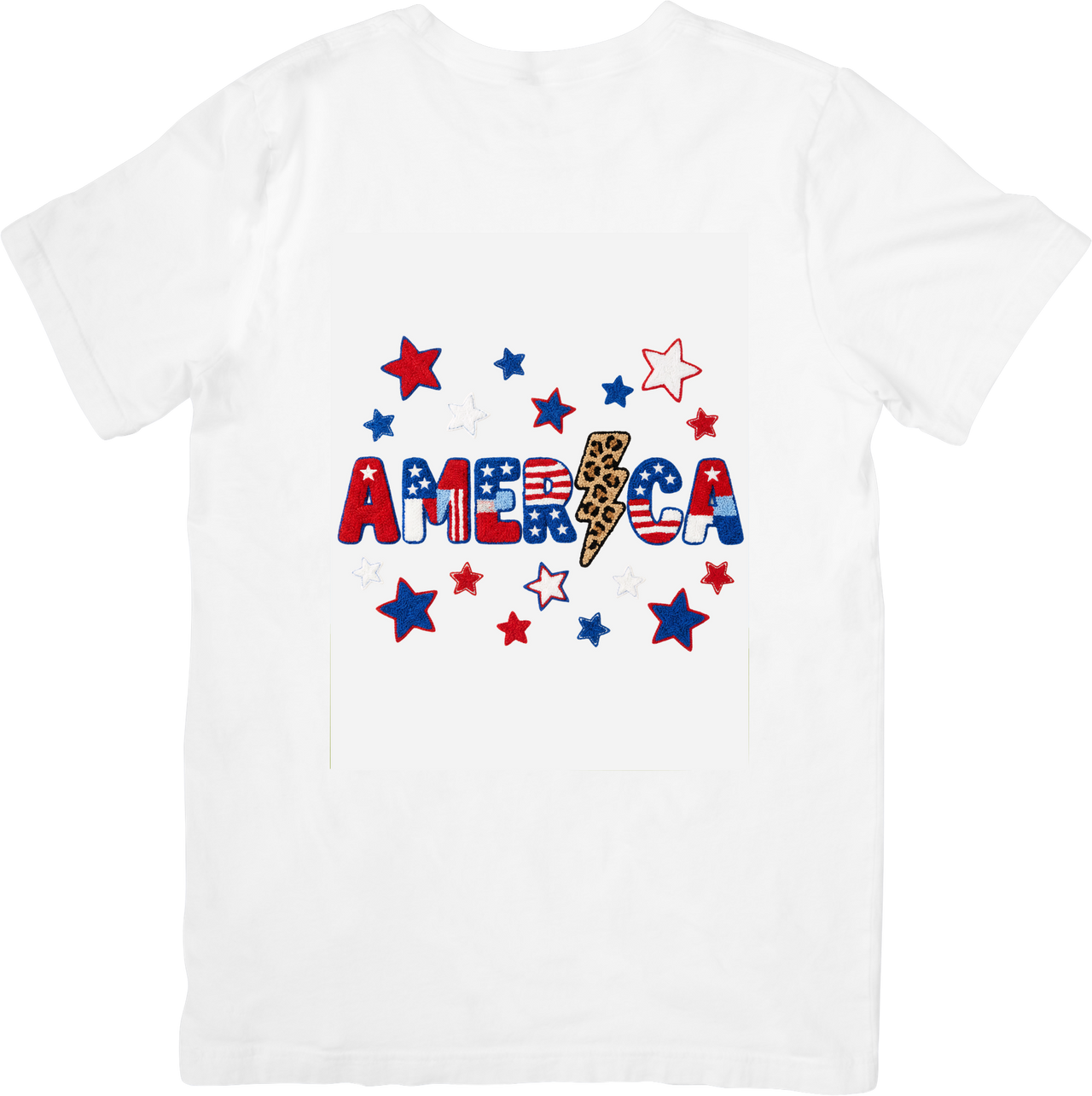 America Stars Lightning Bolt Patriotic Bold 4th Of July Independence Day Graphic Tee