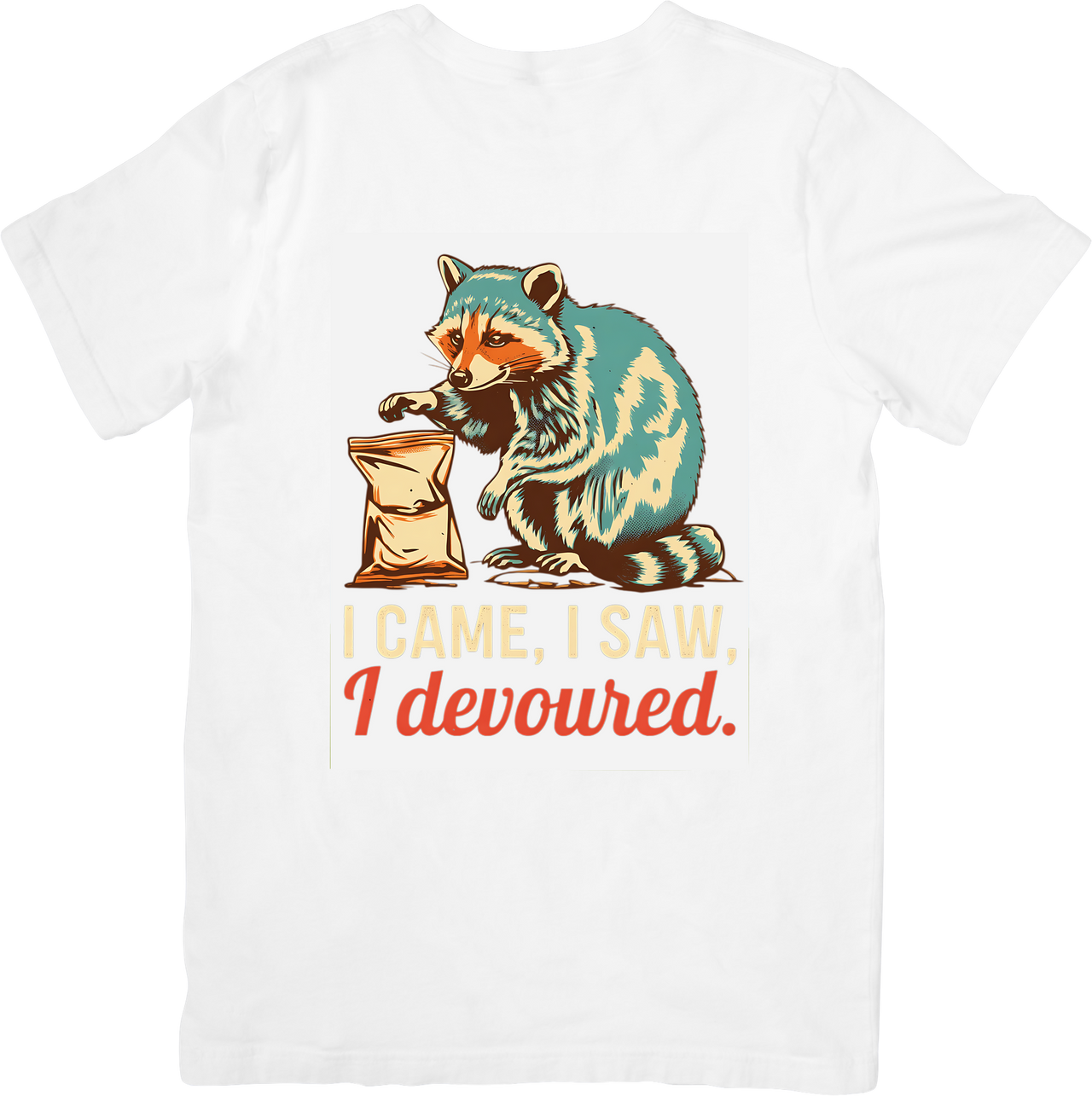 Raccoon I Came I Saw I Devoured Funny Retro Animal Food Lover Graphic Tee