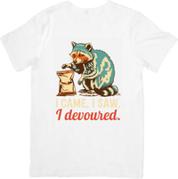 Thumbnail for Raccoon I Came I Saw I Devoured Funny Retro Animal Food Lover Graphic Tee