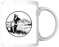 Thumbnail for German Shepherd Mountain Mug | Black & White Sketch Dog Coffee Mug | Dog Lover Gift