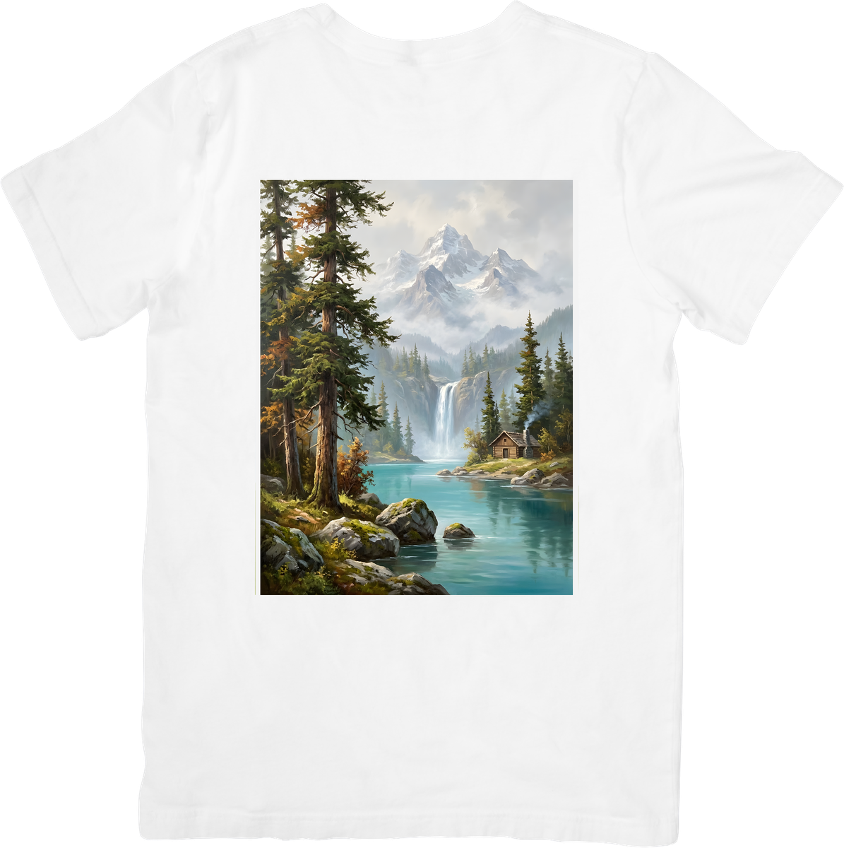 Mountain Waterfall Lake T-Shirt | Scenic Nature Landscape Graphic Tee | Outdoor Adventure Gift