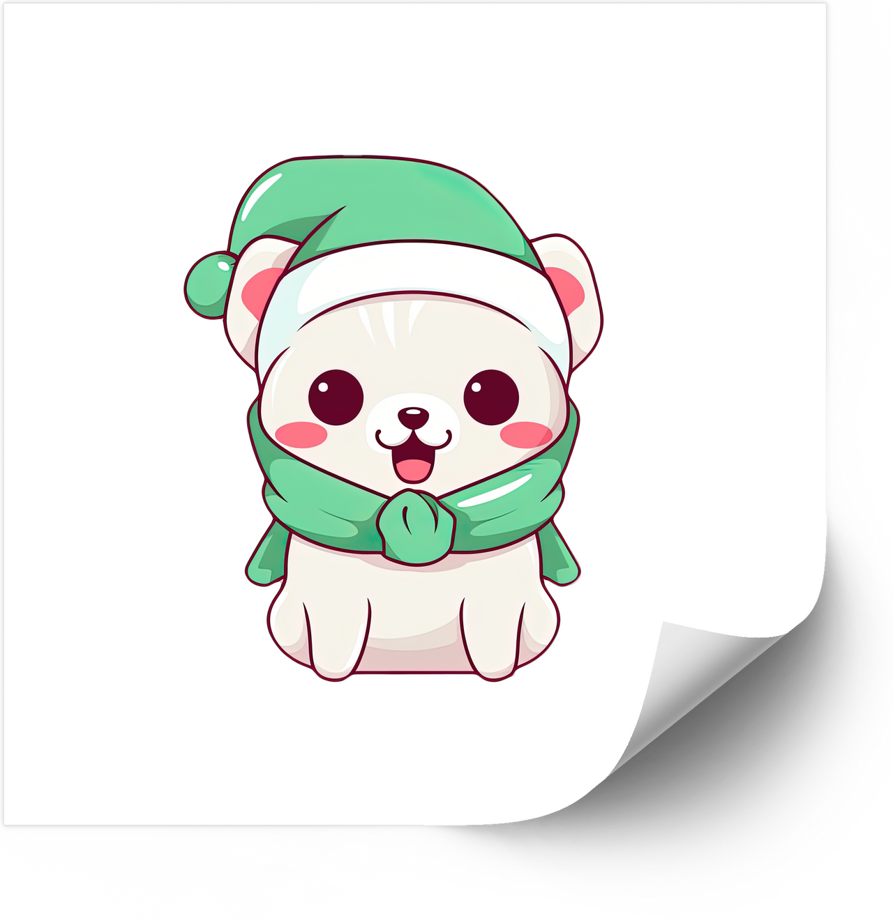Kawaii Christmas Bear Cute Holiday Polar Bear Vinyl Decal Sticker