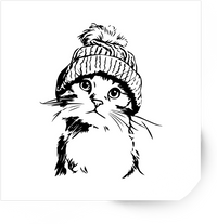 Thumbnail for Winter Hat Cat Sticker | Black & White Cozy Kitten Vinyl Decal | Cute Cat Lover Gift
