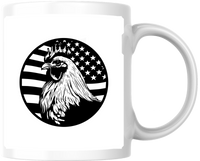 Thumbnail for American Flag Rooster Mug | Black & White Patriotic Farm Coffee Mug | Country Rooster Gift