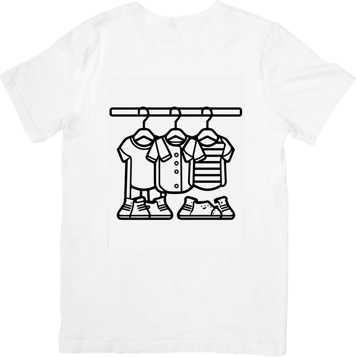 Hanging Outfits T-Shirt | Minimalist Wardrobe Line Art Graphic Tee | Fashion Gift