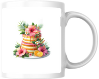 Thumbnail for Tropical Hibiscus Cake Mug | Watercolor Tiered Floral Dessert Coffee Mug | Baker Gift