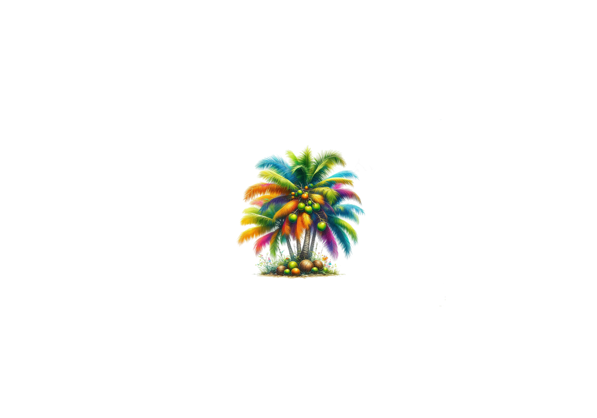 Tropical Palm Tree Throw Pillow | Colorful Rainbow Coconut Decorative Pillow | Beach Room Gift