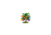 Thumbnail for Tropical Palm Tree Throw Pillow | Colorful Rainbow Coconut Decorative Pillow | Beach Room Gift