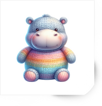 Thumbnail for Knitted Hippo Sticker | Cute Rainbow Crochet Animal Vinyl Decal | Kawaii Gift