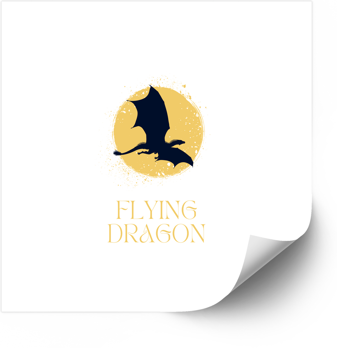 Flying Dragon Moon Minimalist Fantasy Vinyl Decal Sticker
