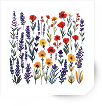 Thumbnail for Wildflower Garden Sticker | Lavender & Poppy Floral Vinyl Decal | Botanical Nature Gift