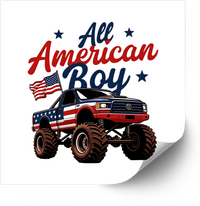 Thumbnail for All American Boy Monster Truck Patriotic 4th Of July Flag Vinyl Decal
