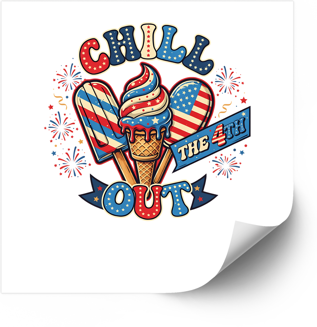 Chill The 4th Out Ice Cream Funny Patriotic Popsicle Cone Vinyl Decal