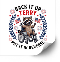 Thumbnail for Back It Up Terry Put It In Reverse Funny Patriotic Raccoon 4th Of July Vinyl Decal