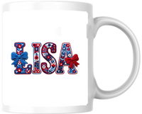 Thumbnail for Lisa Patriotic Name Mug | Red White & Blue Floral Coffee Mug | Personalized USA Gift