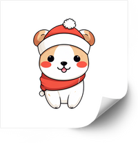 Thumbnail for Kawaii Puppy Santa Hat Bear Ears Cute Christmas Dog Vinyl Decal Sticker