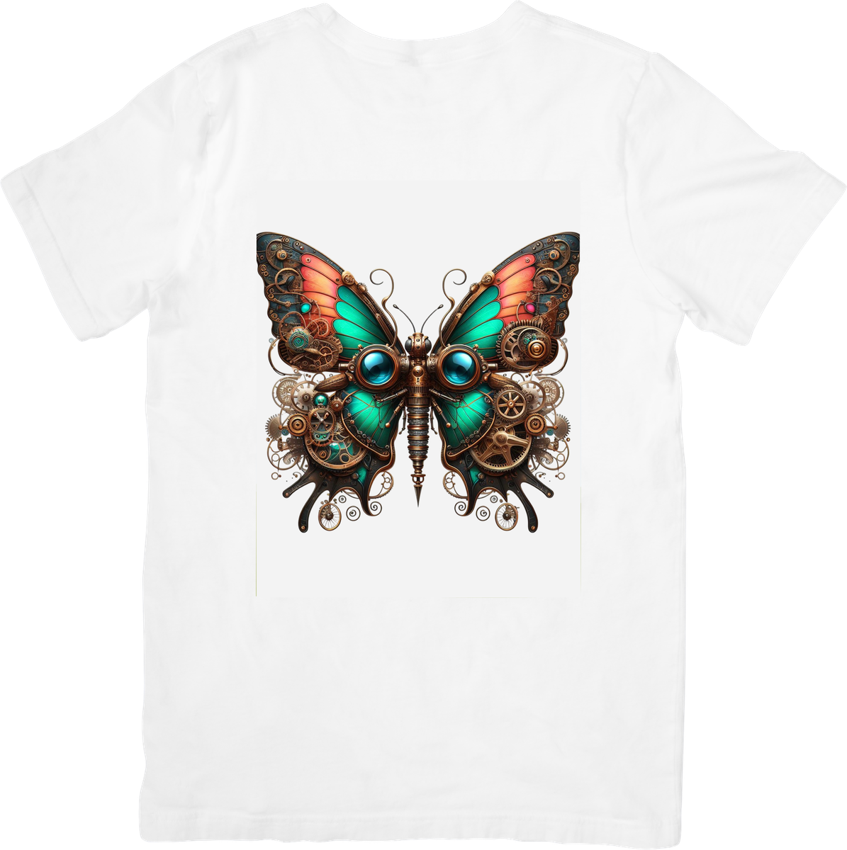 Steampunk Butterfly T-Shirt | Mechanical Gears Graphic Tee | Vintage Industrial Gift