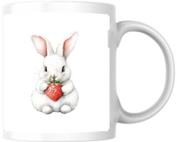 Thumbnail for Strawberry Bunny Mug | Cute Watercolor Rabbit Coffee Mug | Spring Gift