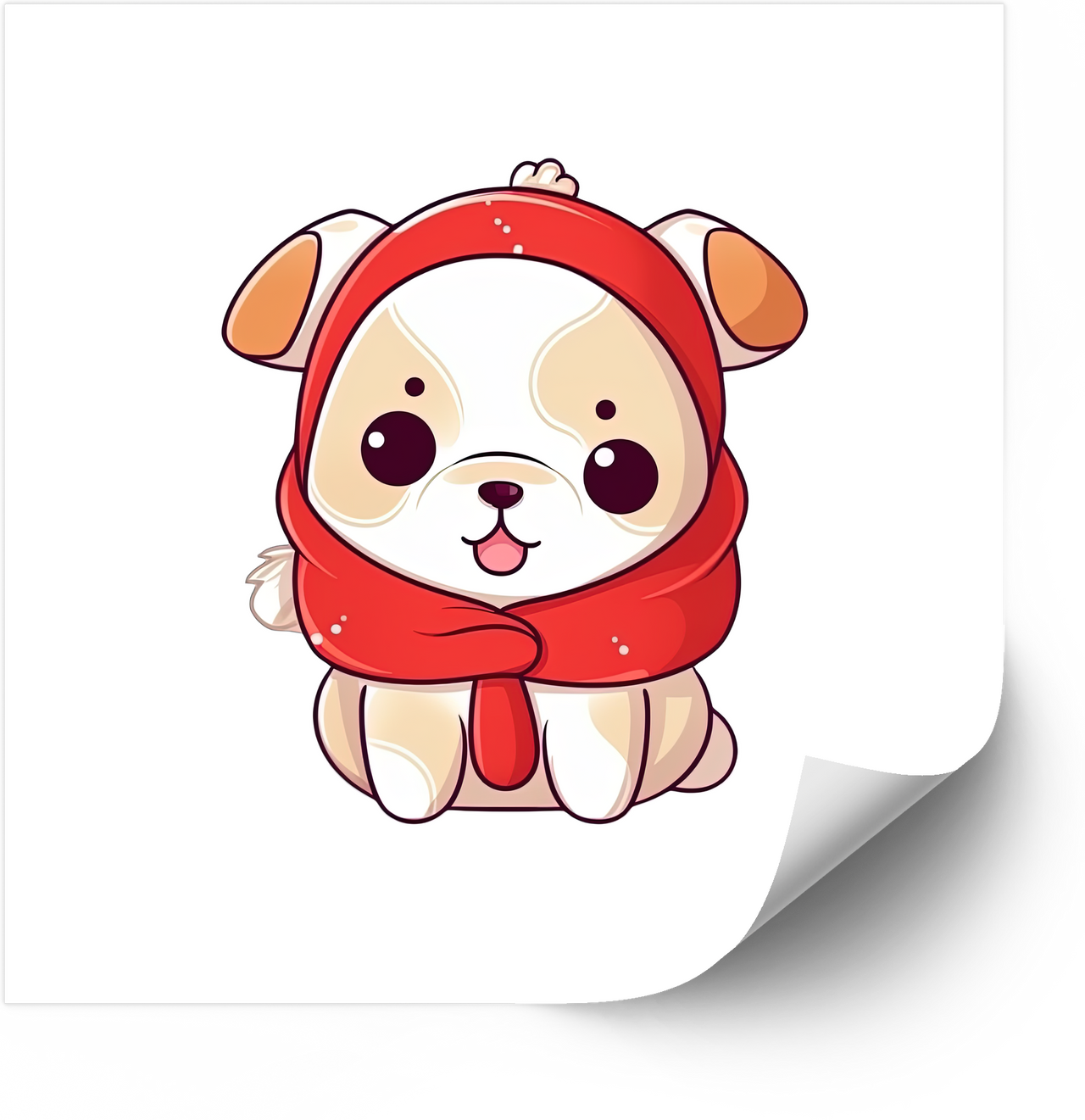 Cute Puppy Winter Scarf Kawaii Christmas Dog Holiday Stocking Stuffer Vinyl Decal