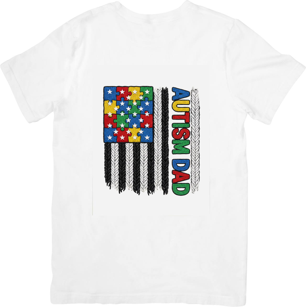 Autism Dad American Flag Patriotic Autism Awareness Father Gift Graphic Tee