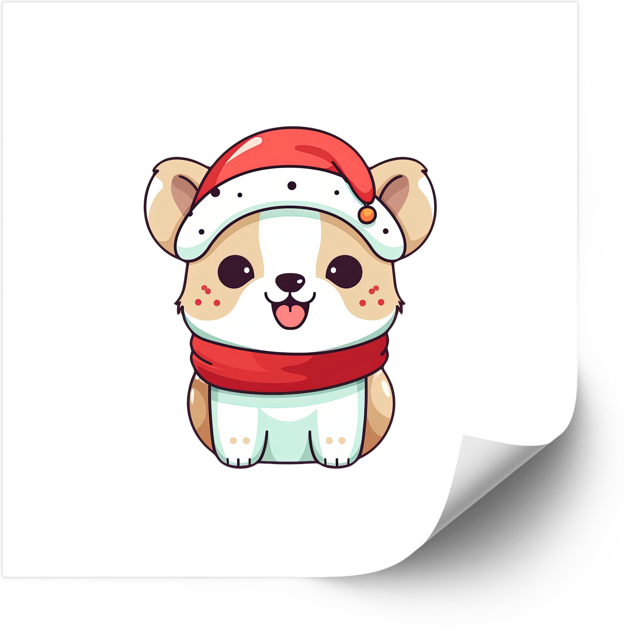 Cute Kawaii Santa Corgi Christmas Dog Tongue Out Vinyl Decal Sticker